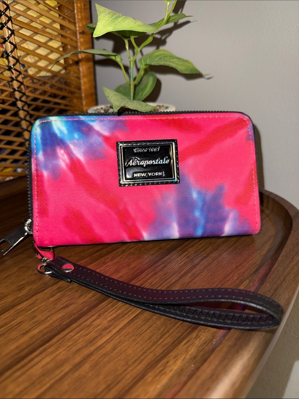 Aeropostale Tie-Dye Wristlet Wallet - Pink, Blue & Purple